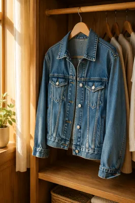 Casual Denim Jacket in Wooden Closet