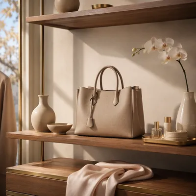 Designer Handbag on Elegant Boutique Shelf