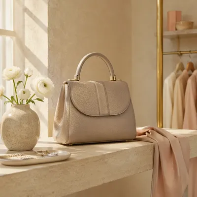 Designer Handbag on Elegant Boutique Shelf