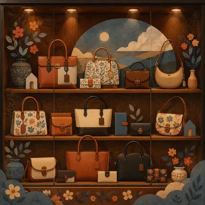 Luxury Handbags on Boutique Shelf Display