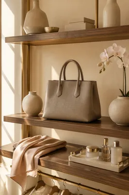 Designer Handbag on Elegant Boutique Shelf