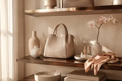 Designer Handbag on Elegant Boutique Shelf