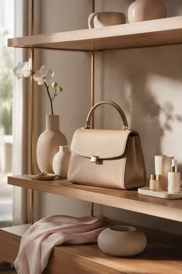 Designer Handbag on Chic Shelf Display