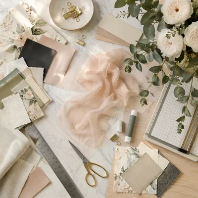 Fashion Designer Fabric Swatches Flat Lay