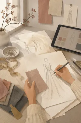 Fashion Design Sketches on Studio Paper
