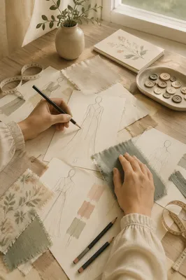 Fashion Sketches on Paper Design Studio