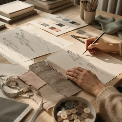 Fashion Sketches on Paper Design Studio