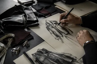 Fashion Sketches on Paper Studio Desk
