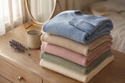 Folded Cashmere Sweaters in Soft Pastel Tones