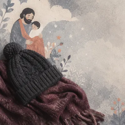 Cozy Knitted Beanie and Scarf Flat Lay