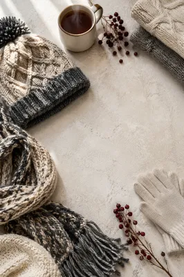 Cozy Knitted Beanie and Scarf Flat Lay