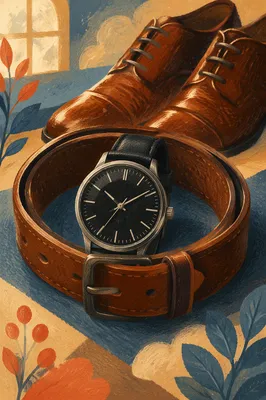 Leather Belt and Watch Editorial Still Life