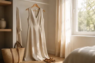 Elegant Linen Dress by Sunlit Window