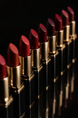 Luxury Red Lipstick Row on Black