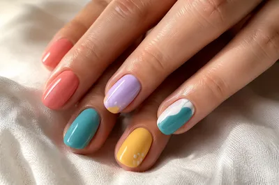 Colorful Nail Art Macro Manicure Detail