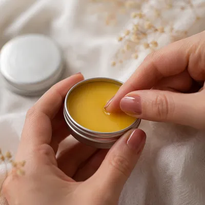 Organic Lip Balm Tin Beauty Closeup