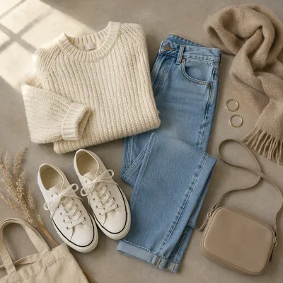 Cozy Weekend Outfit Flat Lay Styling