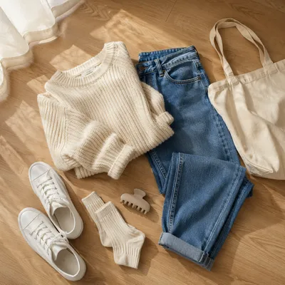 Cozy Casual Outfit Flat Lay Styling