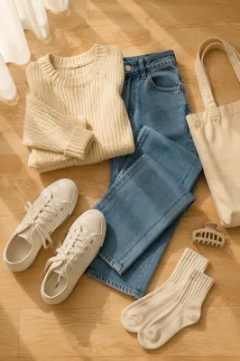 Cozy Casual Outfit Flat Lay Styling