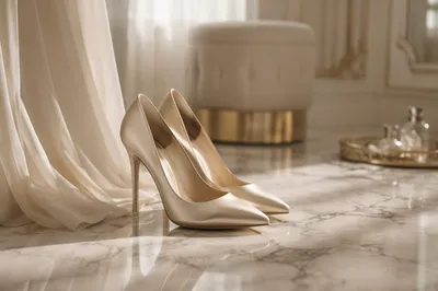 Elegant Heels on Marble Floor