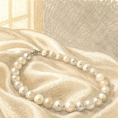 Classic Pearl Necklace on Satin Elegance