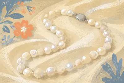 Classic Pearl Necklace on Ivory Satin