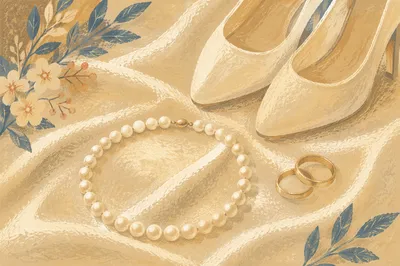 Elegant Pearl Necklace on Champagne Satin