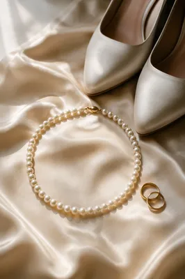 Classic Pearl Necklace on Champagne Satin