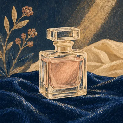 Elegant Perfume Bottle on Midnight Velvet