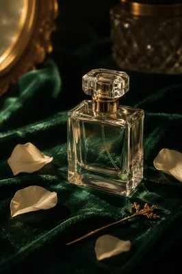 Elegant Perfume Bottle on Emerald Velvet