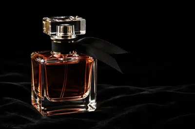 Elegant Perfume Bottle on Black Velvet
