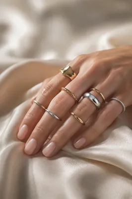 Elegant Gold and Silver Rings Close-Up