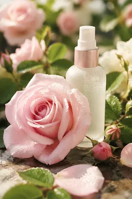 Rose Water Spray Bottle with Pink Rose