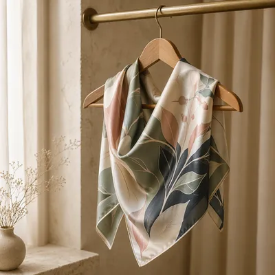 Elegant Silk Scarf on Boutique Hanger
