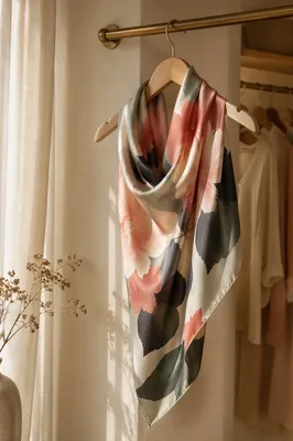 Elegant Silk Scarf on Boutique Hanger