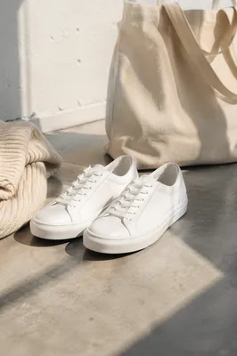 Clean White Sneakers in Minimal Studio