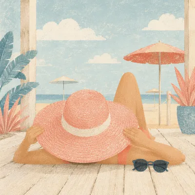 Pink Straw Hat Summer Beach Fashion