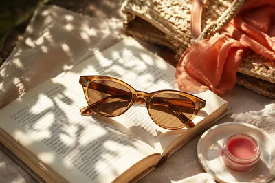 Vintage Cat-Eye Sunglasses on Summer Book