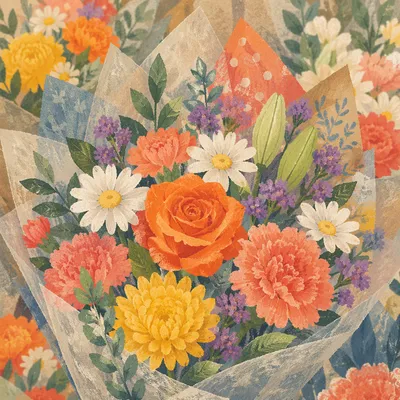 Colorful Fresh Flower Bouquet Close-Up
