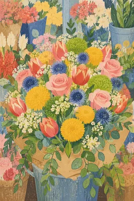 Colorful Fresh Flower Bouquet Close-Up