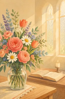Colorful Chapel Bouquet in Morning Light