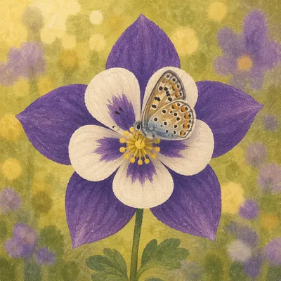 Butterfly on Purple Garden Flower Macro