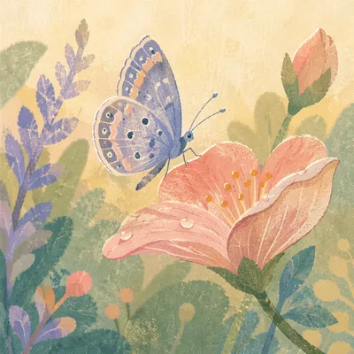 Butterfly Resting on Blooming Garden Flower