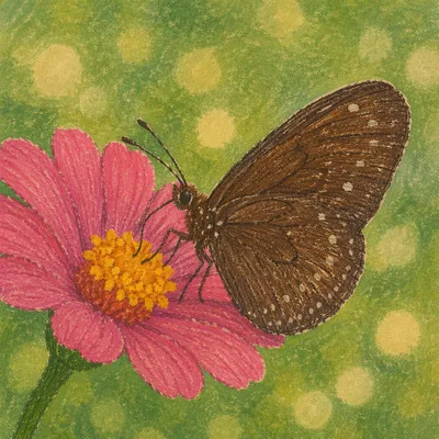 Brown Butterfly on Pink Garden Flower