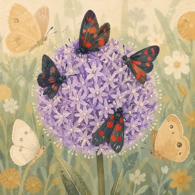 Butterflies on Lavender Wildflower Macro