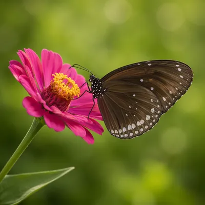 Brown Butterfly on Magenta Garden Flower