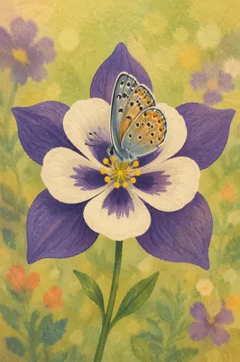 Butterfly on Purple Garden Flower Macro
