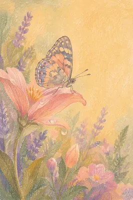 Butterfly Resting on Blooming Garden Flower