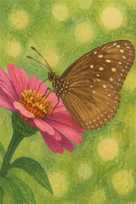 Brown Butterfly on Pink Garden Flower