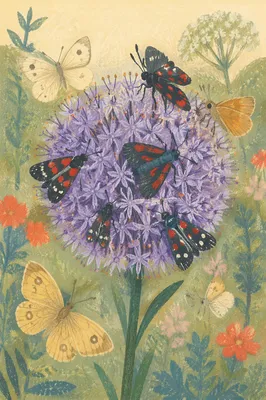 Butterflies Gathering on Lavender Wildflower